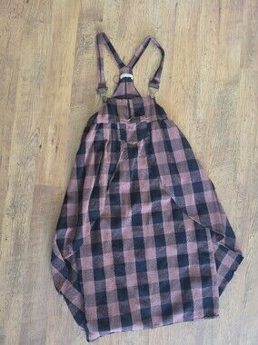 Cellabie Buffalo Plaid Overall Dress Red Black Pinafore Size S